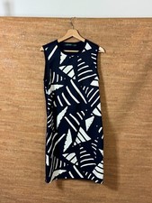 Lauren Ralph Lauren Navy Blue White Geometric Sleeveless Sheath Dress Medium