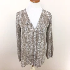 Joie Michi Silk Animal Print Fawn Blouse Button Down Women’s Sz Small