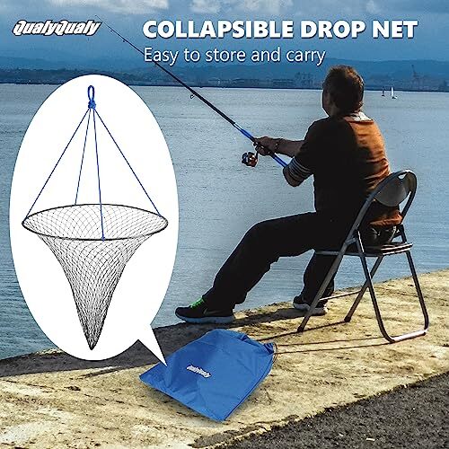 Bridge and Pier Fishing Net, Foldable Drop Net for Pier Fishing with