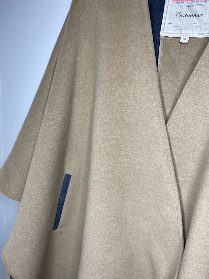 CARTONNIER ANTHROPOLOGIE Vista Poncho Cape Camel Gray M/L Oversize - Image 3 of 4