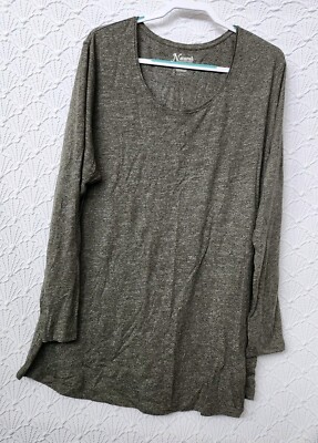 Womens Long Sleeve Top Natural Reflections 2X Gray Good Condition 