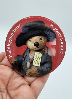 R. John Wright PADDINGTON BEAR Pinback Pin Button Doll Convention