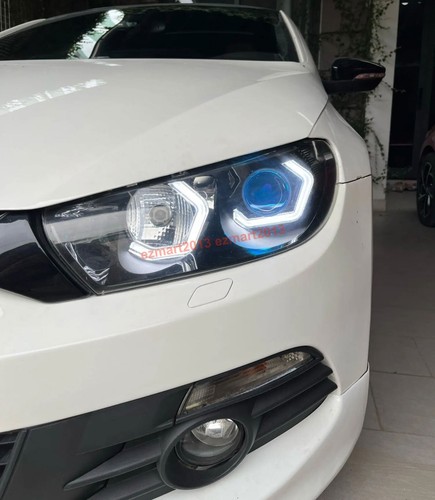 for Volkswagen Scirocco 08-17 headligh Crystal LED halo ring angel eye DRL white - Picture 3 of 16