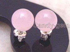 8mm Round Natural Pink Jade Earring for Women with Silver Stud Earring ear133