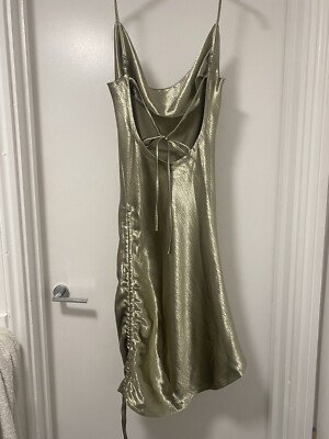 slim fit dress slacks Sandra Satin Backless Maxi Dress In Gold – Mew Mews main image 1