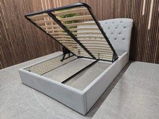 Designer Windsor King Size Storage Ottoman Bed Frame In Silver Velvet RRP-£1449