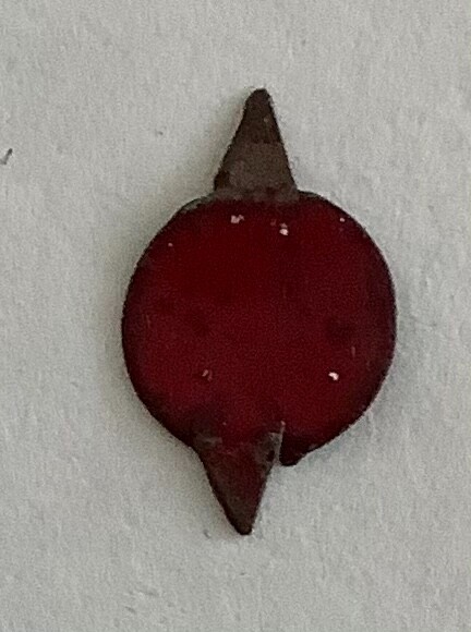 Red Dot or Red Spot Tiny Tin Tobacco Tag