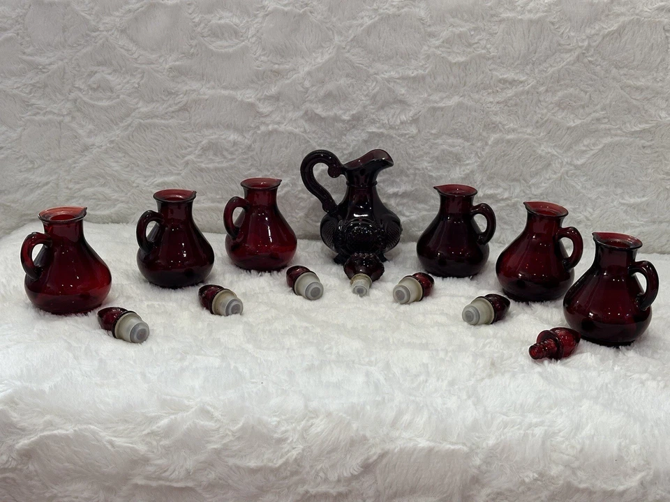 Paquete De 8 Vidrio Rojo Rubí Cape Cod De Colección Avon 1876 Foto 3 de 4