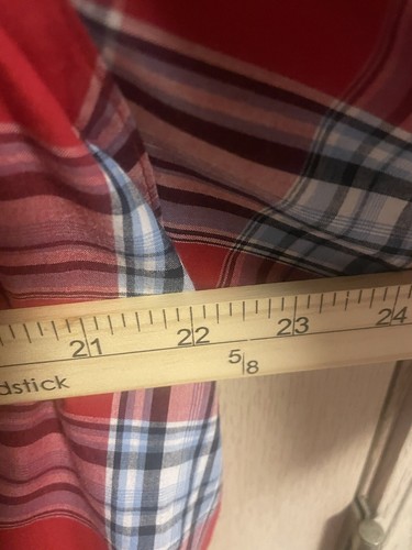 CHAPS Mens Easy Care Short Sleeve Shirt Large Red Plaid. B5 - Picture 5 of 6