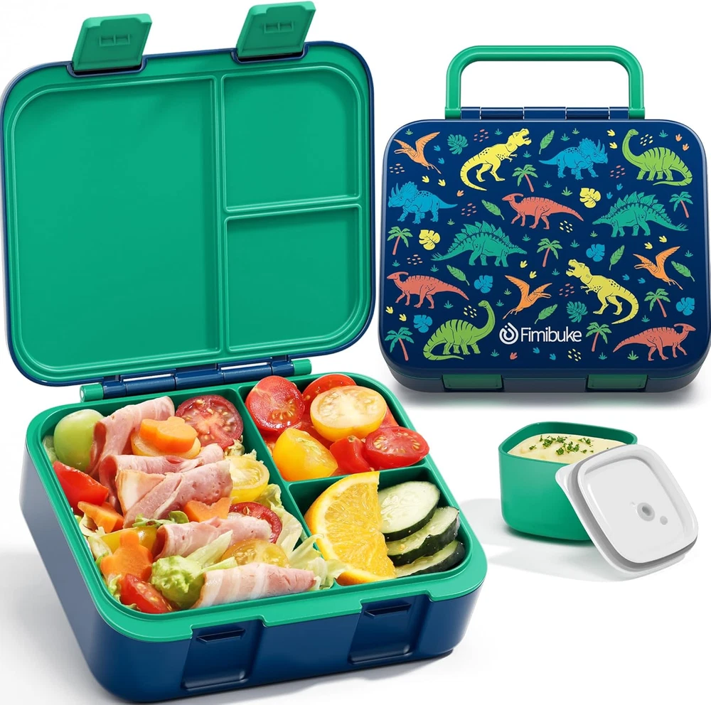 Bento Lunch Box for Kids, Leak-Proof Boys Girls Bento Box with 3-Compartment BPA