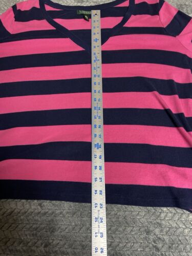 Lauren Ralph Lauren Sweater Women Size 3X Pink Black Stripe V Neck 3/4 Sleeve - Picture 11 of 12
