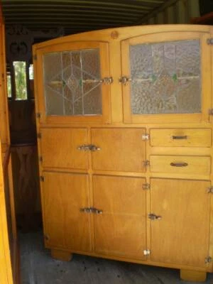 Country Kitchen Dresser 2 Leadlight Glass 5 Timber Doors 2 Drawers