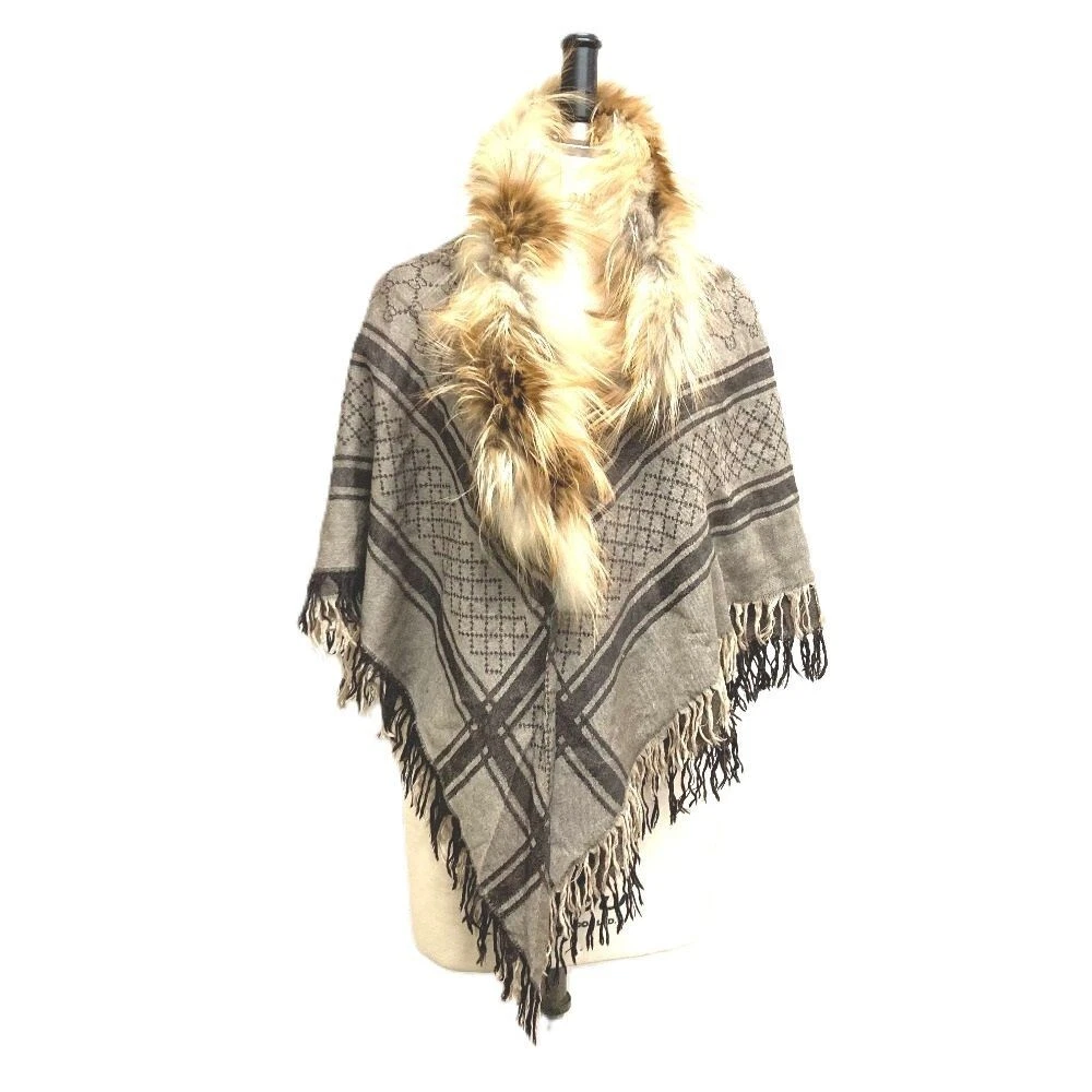 Etole GUCCI GG laine avec fourrure beige