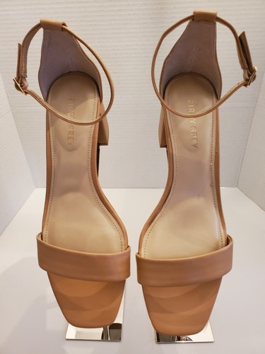 Birdy Grey Mary High Chunky 2.5in. Heels Nude Latte Ankle Strap Sz.9 - Picture 18 of 23