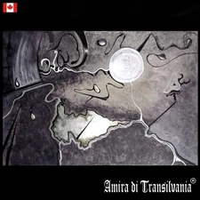 abstract art painting original minimalist black & white cosmic landscape graphic