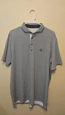 NWOT GREYSON Men's Golf Polo Shirt Size L Blue "Man" Pattern Performance