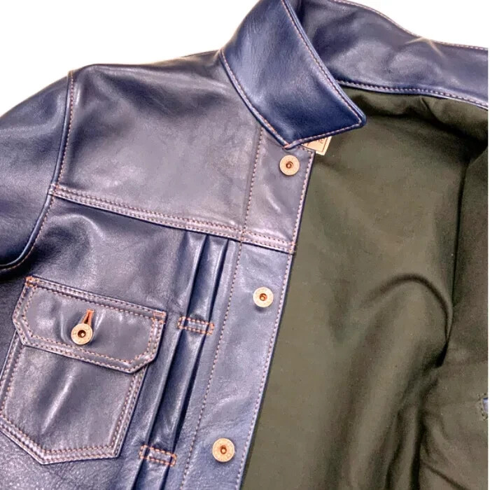 Y'2 LEATHER Leather jacket IB-141 INDIGO HORSE 2nd Type G-jacket