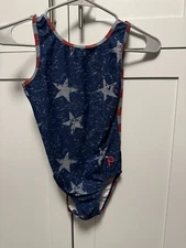 Plum Gymnastics Leotard Adult Small AS Competition Stars And Stripes USA  Dance