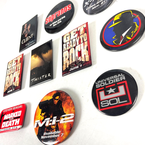 Twister Rock X-Men Dick Tracy MI2 Client 10 Vtg Promo Button Bundle Video Store - Picture 3 of 5