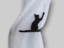 2pcs Cat themed Curtain Tieback - NEW White or Black  Curtain hooks