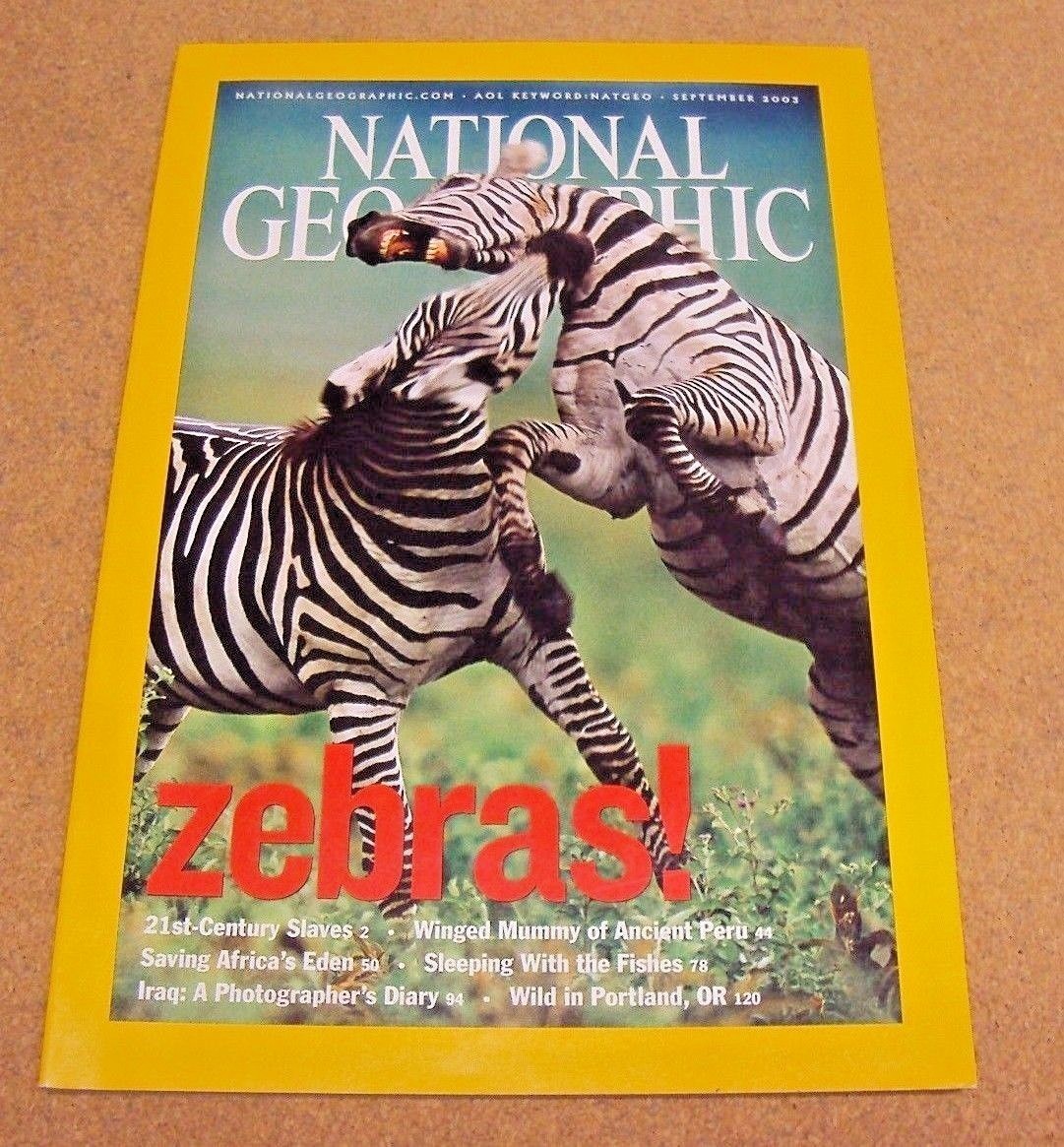 National Geographic September 2003 21st Century Slaves Zebras Peru