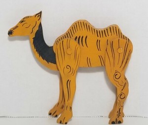 Vintage Handmade Hand Painted Jointed Wooden Camel Figurine Toy