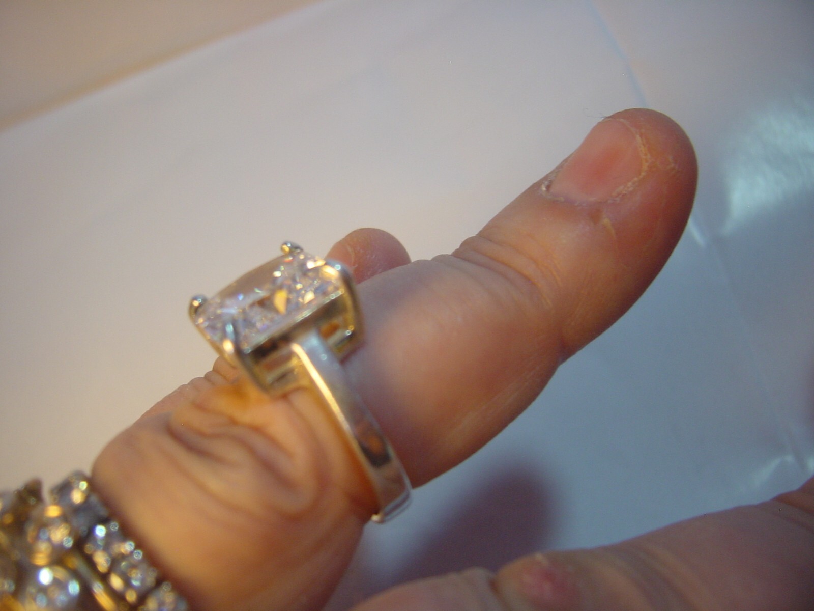 High-Quality Solid Silver Ring -Large Square Spar… - image 9