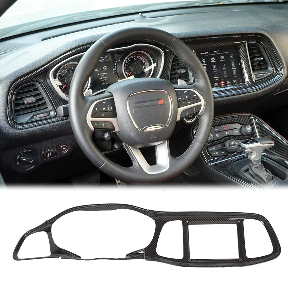 For Dodge Challenger 15+ Carbon Fiber control central salpicadero recortar