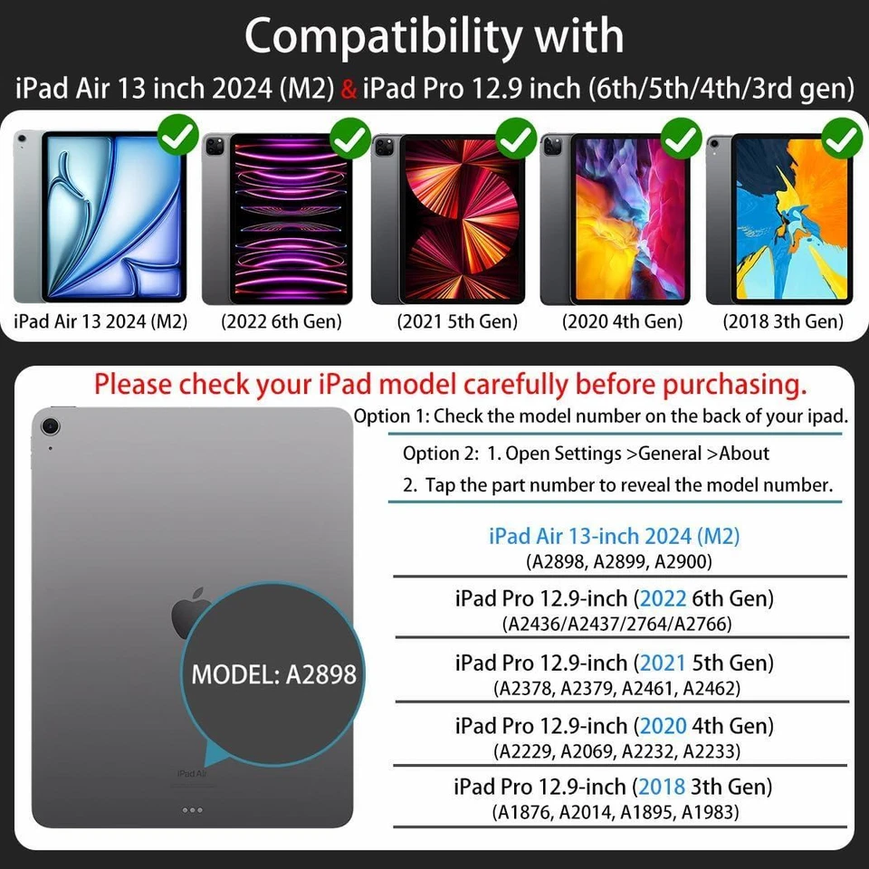 Keyboard Case For iPad Air 13 inch M2 M3 2025 iPad Pro 12.9 6th 5th 4th 3rd Gen - Image 2 of 4