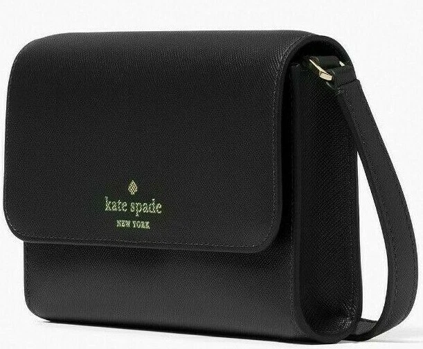 Kate Spade Brynn Small Flap Crossbody Black Saffiano K4804 NWT 239 Retail FS