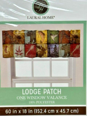 Laurel Home Lodge Patch One Window Valance 60x18 Fish Moose Bear Cabin Woods
