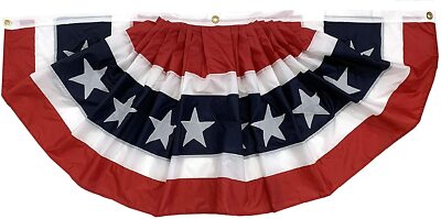 Patriotic American Flag Bunting Banner - 30'' x 72'' Pleated Fan Flag, 4th of July