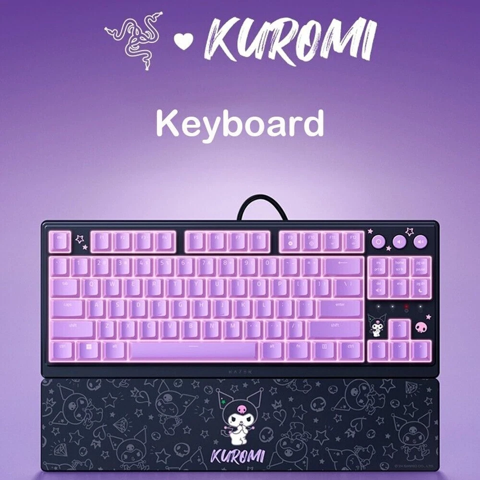 New Razer x Sanrio Kuromi Mechanical Keyboard RGB Backlit Slim With Wrist Rest - Image 4 of 4