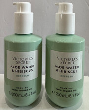 2x NEW Victoria's Secret Aloe Water  Hibiscus Refresh Body Oil 6.7 oz