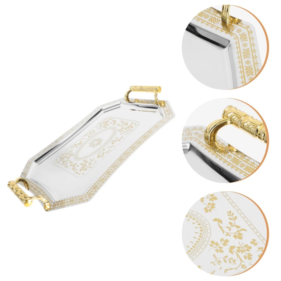 Coffee Table Serving Trays Storage Stainless Steel Plate Decorative