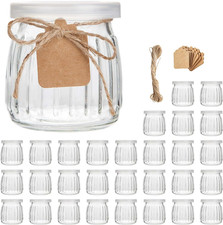 7 Oz Clear Glass Jars with Lids, 30 Pack for Yogurt, Jams, and Desserts