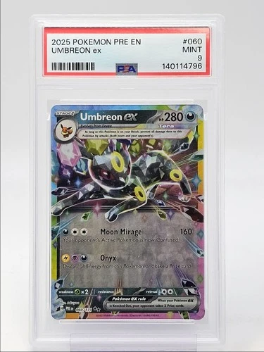 UMBREON EX 2025 POKEMON PRISMATIC EVOLUTIONS DOUBLE RARE B 60/131 PSA 9 Q5677