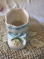 Vtg MCM Blue Ceramic RUBENS ORIGINALS JAPAN Figurine BABY Boy BOOTIE PLANTER