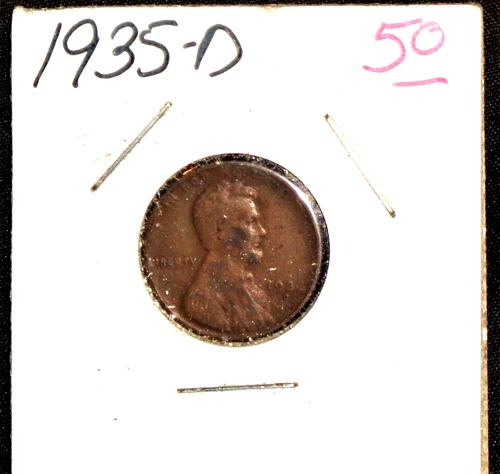 1935-D  CIRCULATED LINCOLN WHEAT-BACK PENNY - GRADES "VERY FINE"