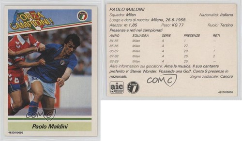 1989-90 Kenner Starting Lineup Forza Campioni! Paolo Maldini 0z17 - Picture 3 of 3