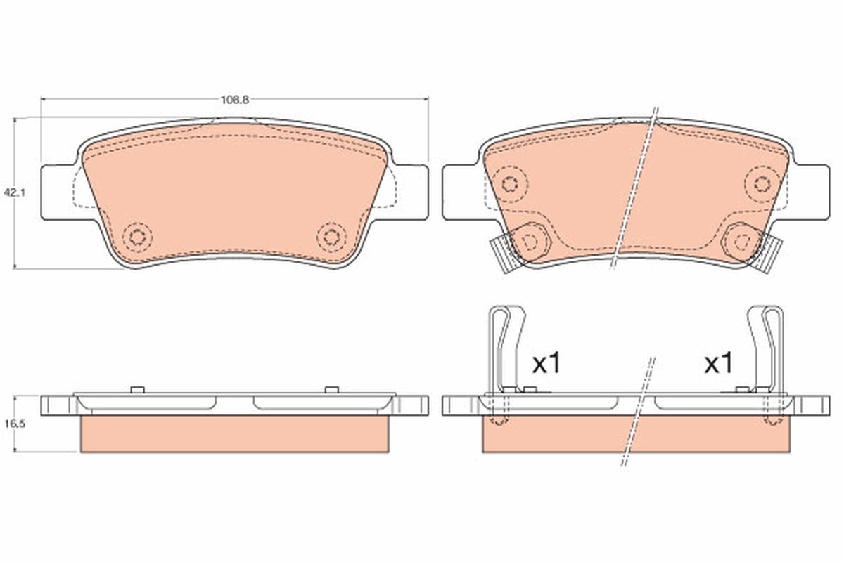 Rear TRW-OE GDB3576 Brake Pad Set, disc brake for HONDA