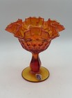 Vintage Amberina Ruffled Fenton Glass Compote/Candy Dish.  Original Label — photo 2
