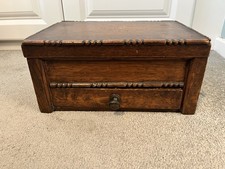 Antique Wooden Oak Sewing Box with 1 Drawer Chest Storage