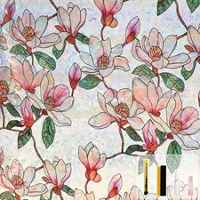 Window Privacy Film, Stained Glass Sticker Floral Window Clings, Decorative Stat