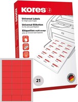 Kores Universal Etiketten 70 X 42,3 Mm Ohne Rand Rot 2.100 Etiketten Auf 100 Bla