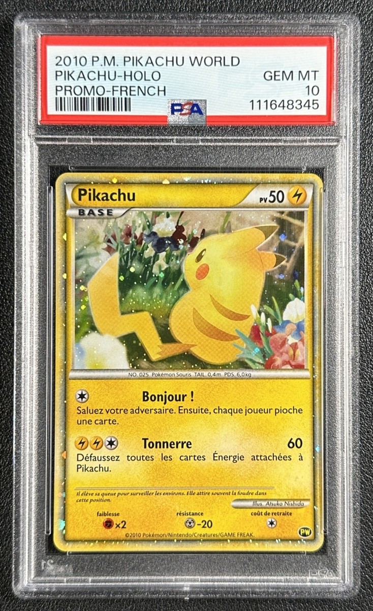 PIKACHU PSA 10 2010 POKEMON PIKACHU WORLD PROMO HOLO FRENCH GEM