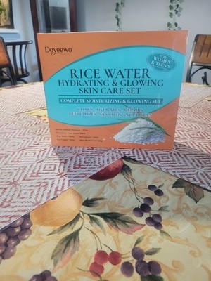 Doyeeewo Rice Water Skin Care Set Hydrating Glowing Face Wash Toner Serum Cream