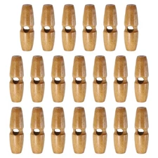 20pcs Wooden Toggle Buttons 35mm Single Hole Olive Sewing Button, Light Brown