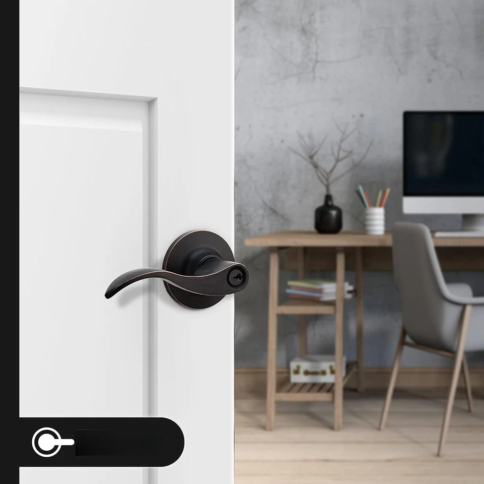 Maçaneta de porta alavanca de entrada reversível para lado direito e esquerdo e um único cilindro - Imagem 3 de 4