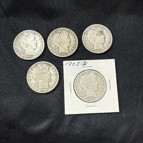 Lot Of 5 Barber Half Dollars